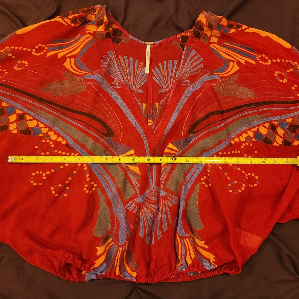 LIKE NEW unique Art Nouveau-inspired Free People colorful, summery top - Picture 5 of 6